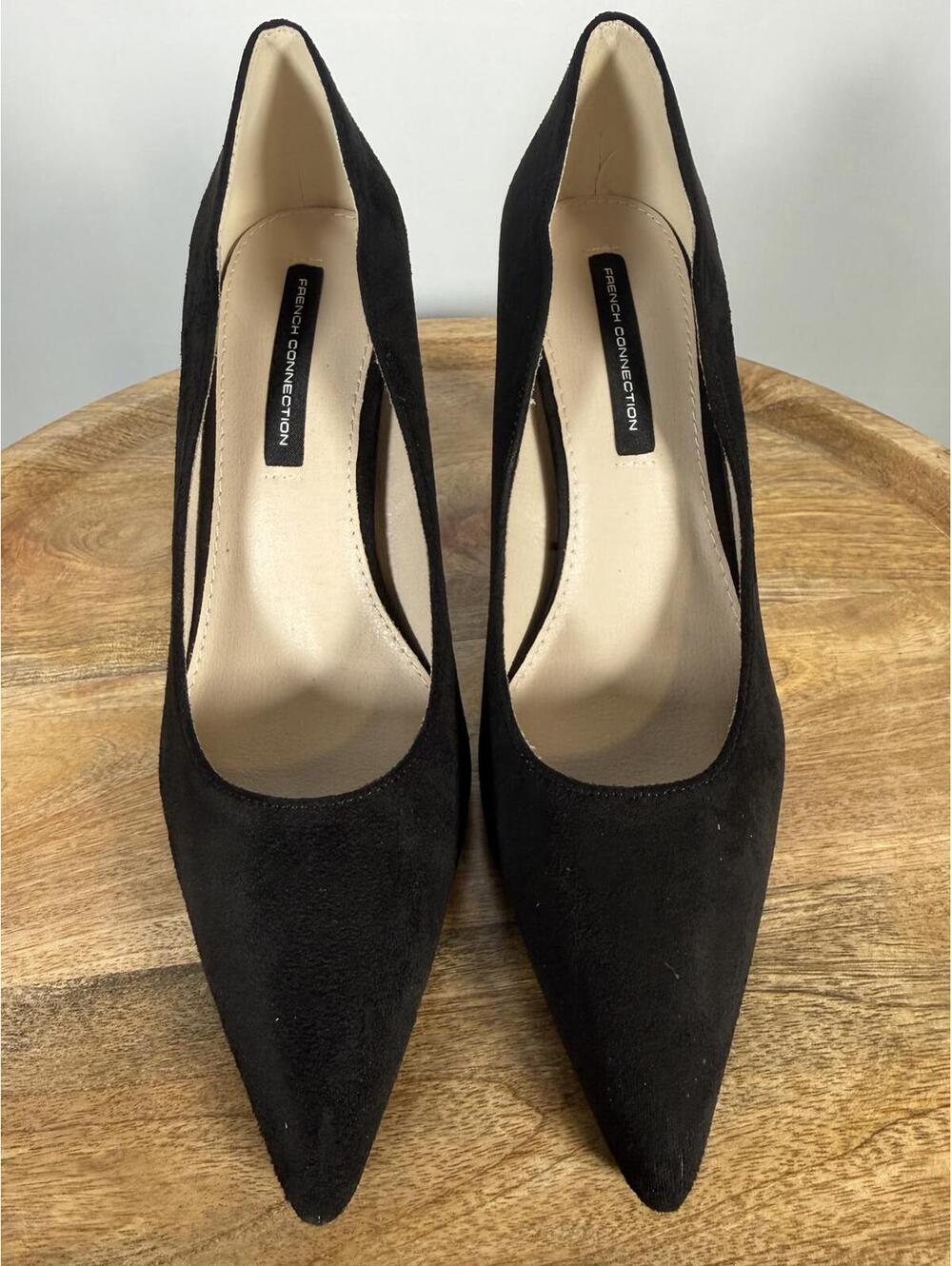 French Connection Black Suede Pointed Toe Pumps Heels Women's US Size 8.5 NWB - Picture 2 of 12